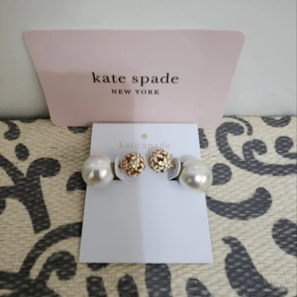 Kate Spade At First Blush Wallflower Studs Pearl back reversible earrings - Picture 2 of 5